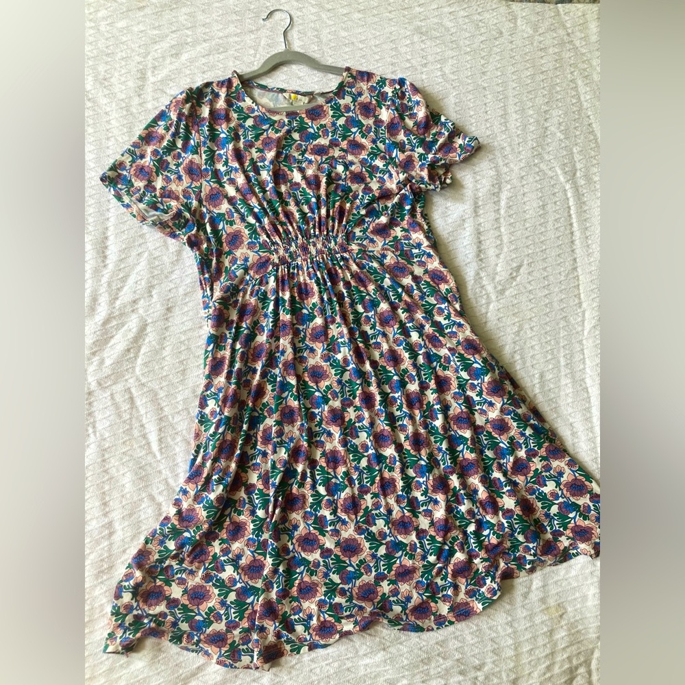 Pretty Boden Crew Neck Jersey Summer Dress! size 12R, blue, pink, mauve, teal